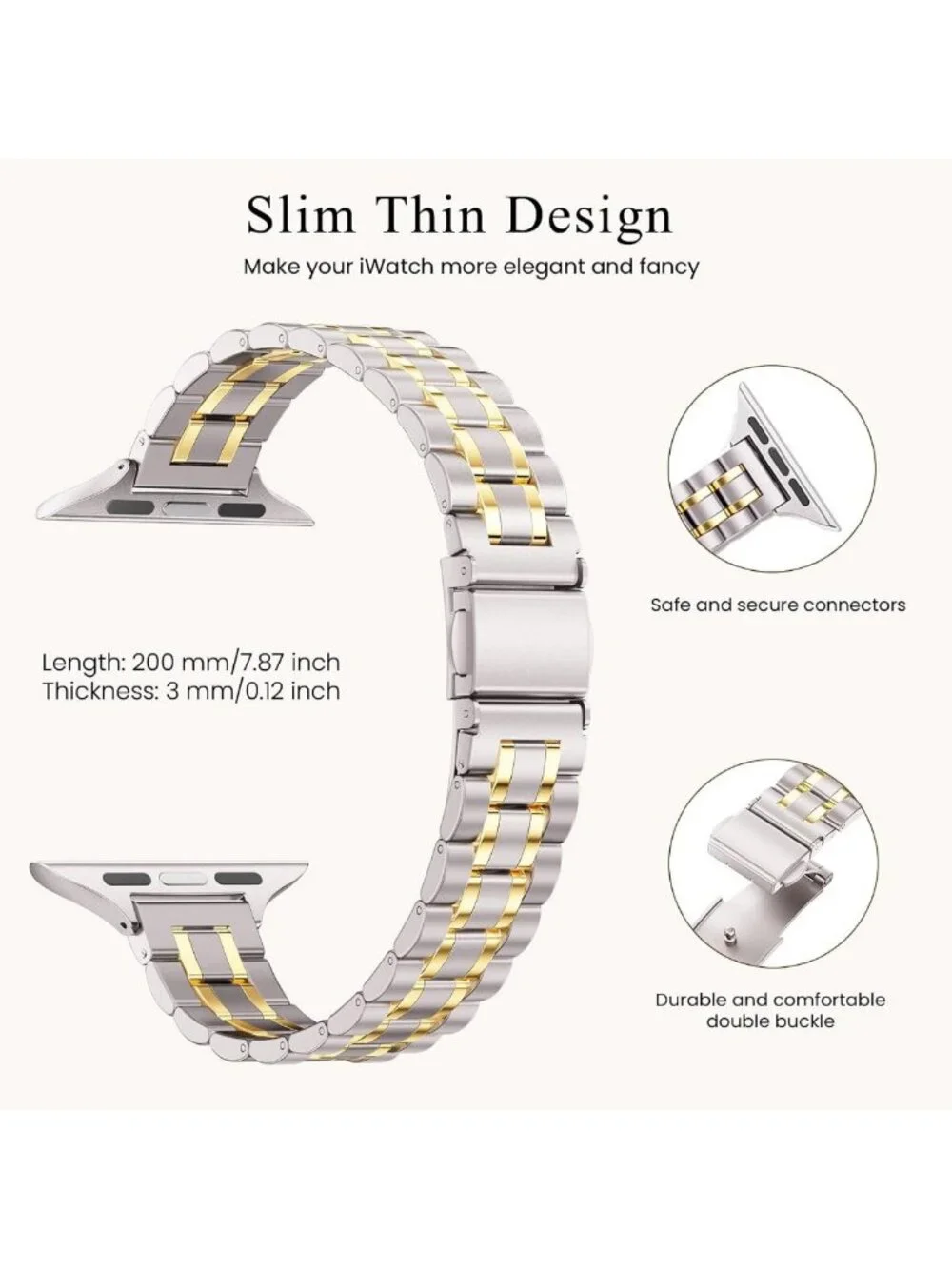 Stylish Thin Stainless Steel Replacement Band for Apple Watch 38mm 40mm 41mm